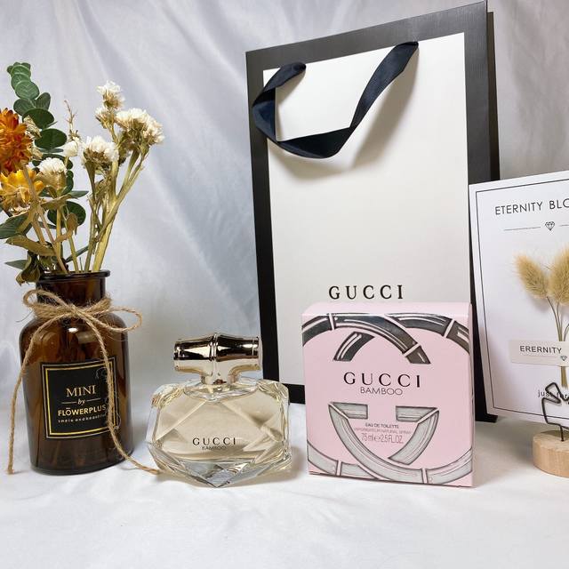 110原单品质 Gucci Bamboo古驰竹韵魅力女士香水Edt竹节竹子女士香水75Ml 香调：花香调 前调：香柠檬 橘子 梨 橙花 中调：百合 依兰 茉莉