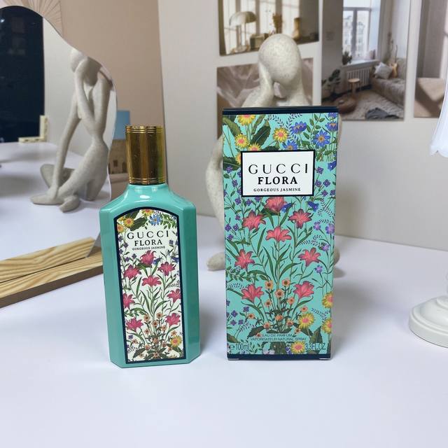 120原单品质 Gucci古驰绿色绮梦茉莉香型女士香水100Ml 柑橘 茉莉花香 清新 花香调 前调：柑橘香柠檬黑胡椒 中调：茉莉木兰玫瑰 后调：安息香脂广藿香