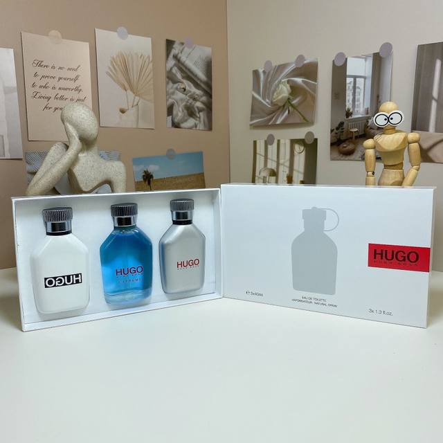 120 Hugo Boss博斯波士雨果男士中样三件套30Ml×3个，带喷头，内含：银色冰冻男士，反转雨果，雨果男士