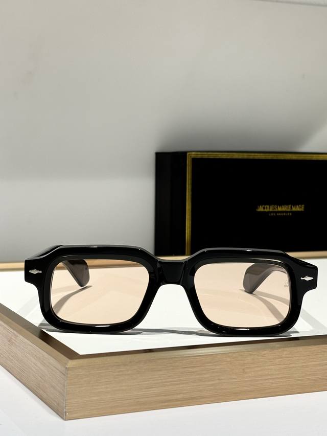 Jacques Marie Mag* Mod：Sandro Size：51-22 难度升级 全新高清拼料灌注脾 日本手工眼镜 镜框採用厚金属打造出復古的方框作品