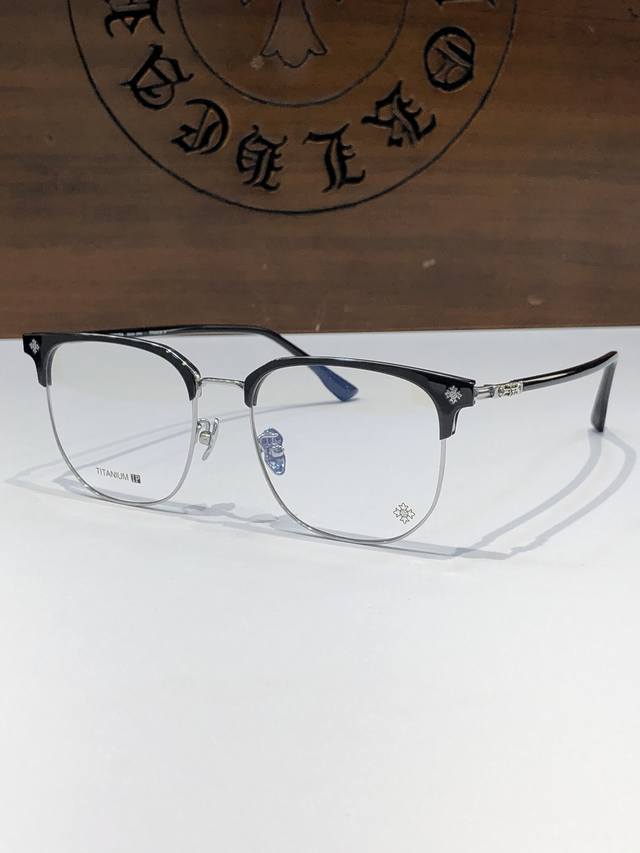 New 复古半框眉架纯钛chrome Heart Ch5530 Size:55-18-148