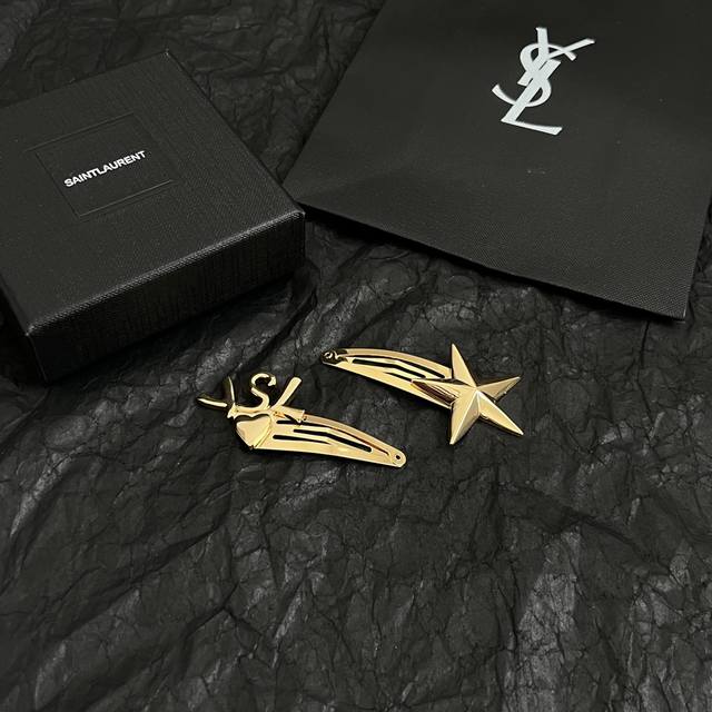 圣罗兰 Ysl 发夹，原装黄铜材质，优雅、抽象、大胆，潮人必备款。