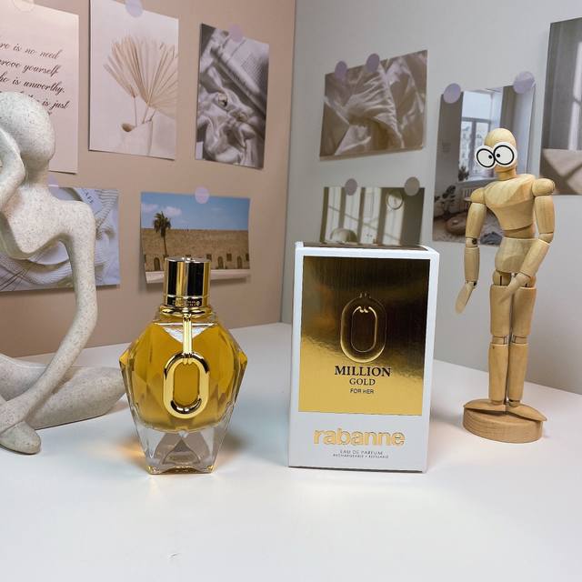 帕高百万黄金女士90Ml Paco Rabanne Million Gold, 2024 品牌：帕高 属性：女香 香调：木质花香调 气味：白色花系麝香玫瑰