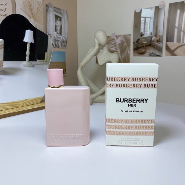 原单品质 Burberry 巴宝莉新版花与他 Her Elixir De Parfum香水100Ml 下单备注：版花与他 前调:草莓黑莓 中调:茉莉花 后调:檀