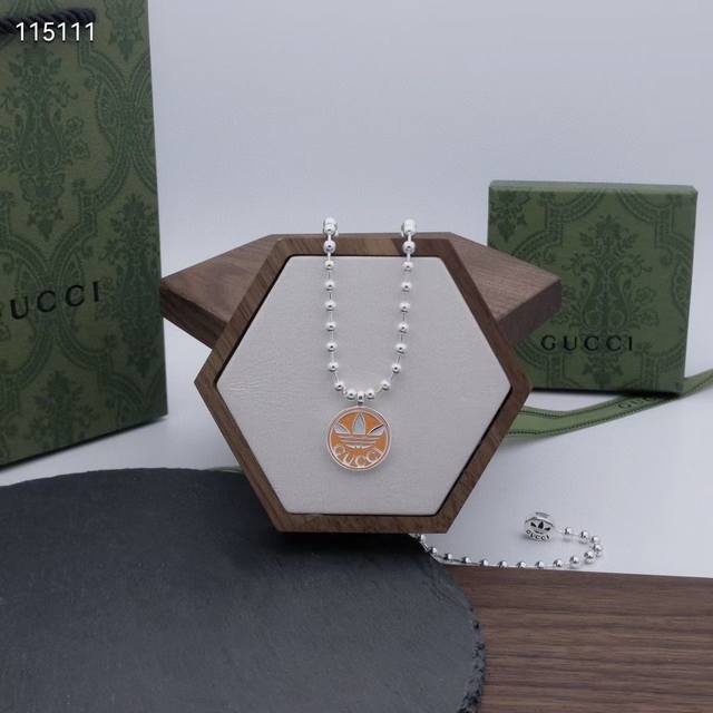 顶级原版 Gucci 古驰Xadidas联名吊牌珐琅圆珠项链 橙色 - 顶级复刻版本 - 独家实拍 - 对版对标品质 带原版钢印编码刻字 - - 链长：50Cm