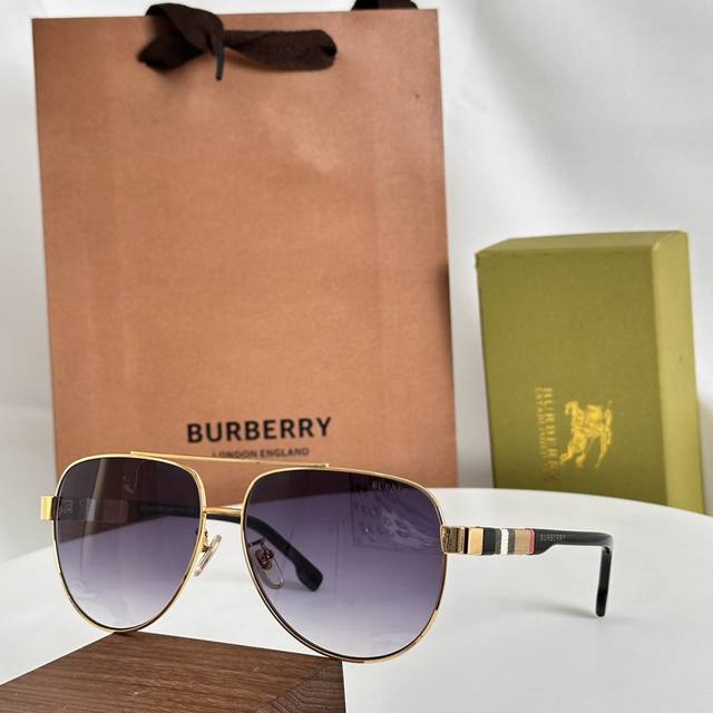 Burberry巴宝莉太阳眼镜正品男 花纹飞行员 墨镜 Be4211 Size：60口15-140