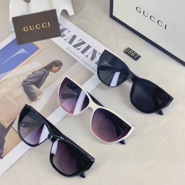 Gucci 新款欧美时尚猫眼太阳镜女户外简约墨镜女跨境Sunglasses