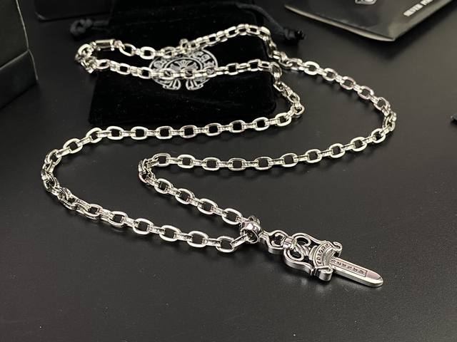 Chrome Hearts 纯手工字母链条克罗心宝剑吊坠项链