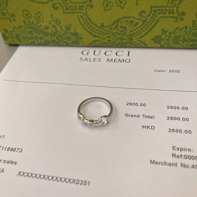 新品香港专柜正品Gucci古驰18K金马衔扣钻石戒指半马衔扣开口尺寸6-11