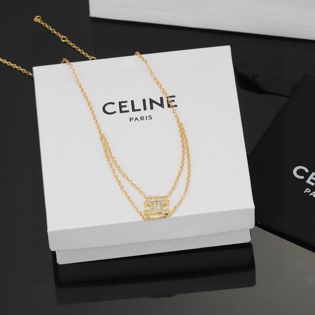 Celine 赛琳新款项链Preclous新品 简单时尚款式专柜一致黄铜材质电镀18K金 火爆款出货 设计独特 前卫 美女必备款！项链