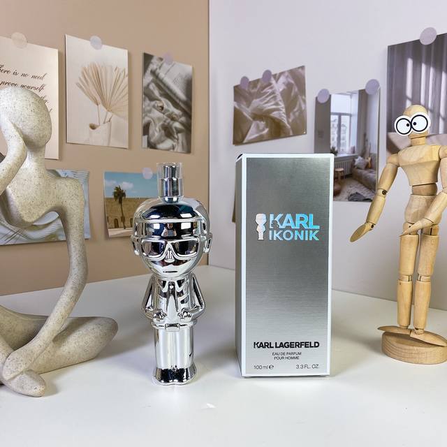 高品质 卡尔拉格斐酷白银浓香水100Ml Karl Lagerfeld Ikonik Man, 品牌：卡尔拉格斐 属性：男香 香调：馥奇东方调 前调：天竺葵椰子